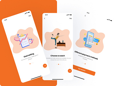Onboarding screens -fitness app 3d design illustration mobile mobileapp mobileui onboardings onboardingscreen ui ux