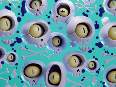 Skullclops Collab piece 3d animation b3d blender blinking illustration isometric low poly monster motion render skullclops skulls
