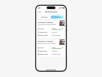 View Performance app card game graphic design math mobile physics ui uidesign uiux design ux design view