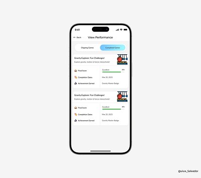 View Performance app card game graphic design math mobile physics ui uidesign uiux design ux design view