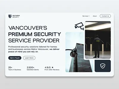 Heathrow Security Protection Service Provider Website branding clean graphic design hero home illustration landing page minimal monitor police protect protection safe safety security serious trust typography website