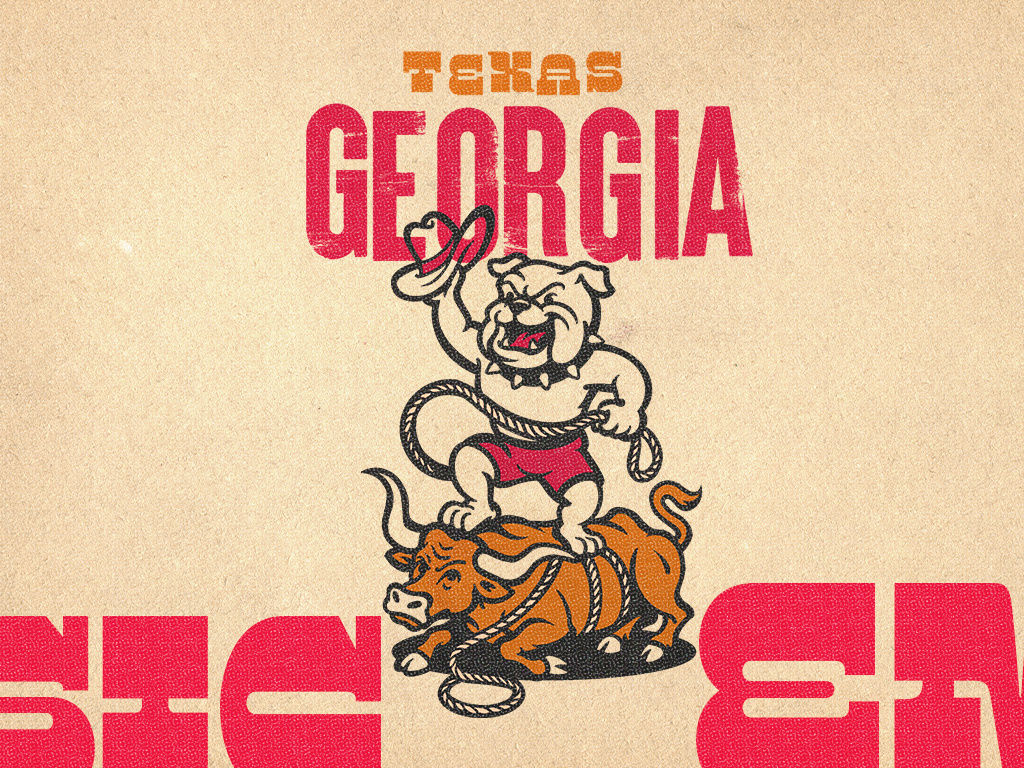 Texas vs Georgia branding bulldog dawgs georgia football graphic design illustration logo longhorns sec sic em texas football uga