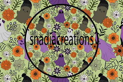 Spooky Florals blooming blossom fabric designer floral flowers fun ghost halloween holidays home decor joy modern playful retro seamless pattern seasonal spooky textile pattern designer vector wallpaper design