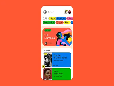 Vibrant UI for Learning App app interface app navigation card design course layout creative learning dashboard layout interactive elements learning app learning interface mobile dashboard mobile education modern app product design typography focus ui design ui patterns user flow ux design ux ui visual identity