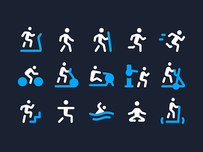 iFit Modality Icons app bike exercise fitness hiit icon iconography ifit jog metalab run swim walk
