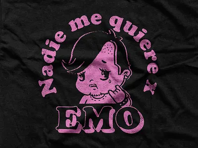 Elder Emo T Shirt Nobody Loves me character character design cute design emo graphic design illustration mexican shirt t shirt