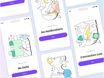 Celestial States Empty State UI Illustatrations dashboard illustrations