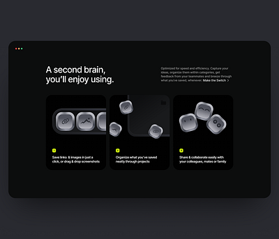 Remnant Illustrations | Bookmarking & Curation App Landing Page cute dark futuristic graphic design illustration landing page minimal motion graphics neon theme ui website
