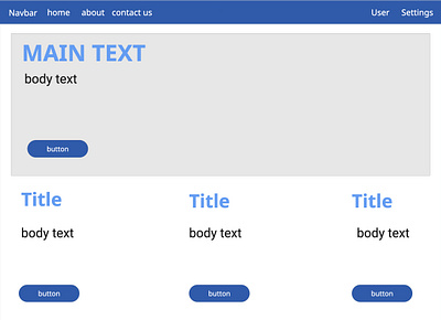 simple blue wire frame & style guide website wireframe