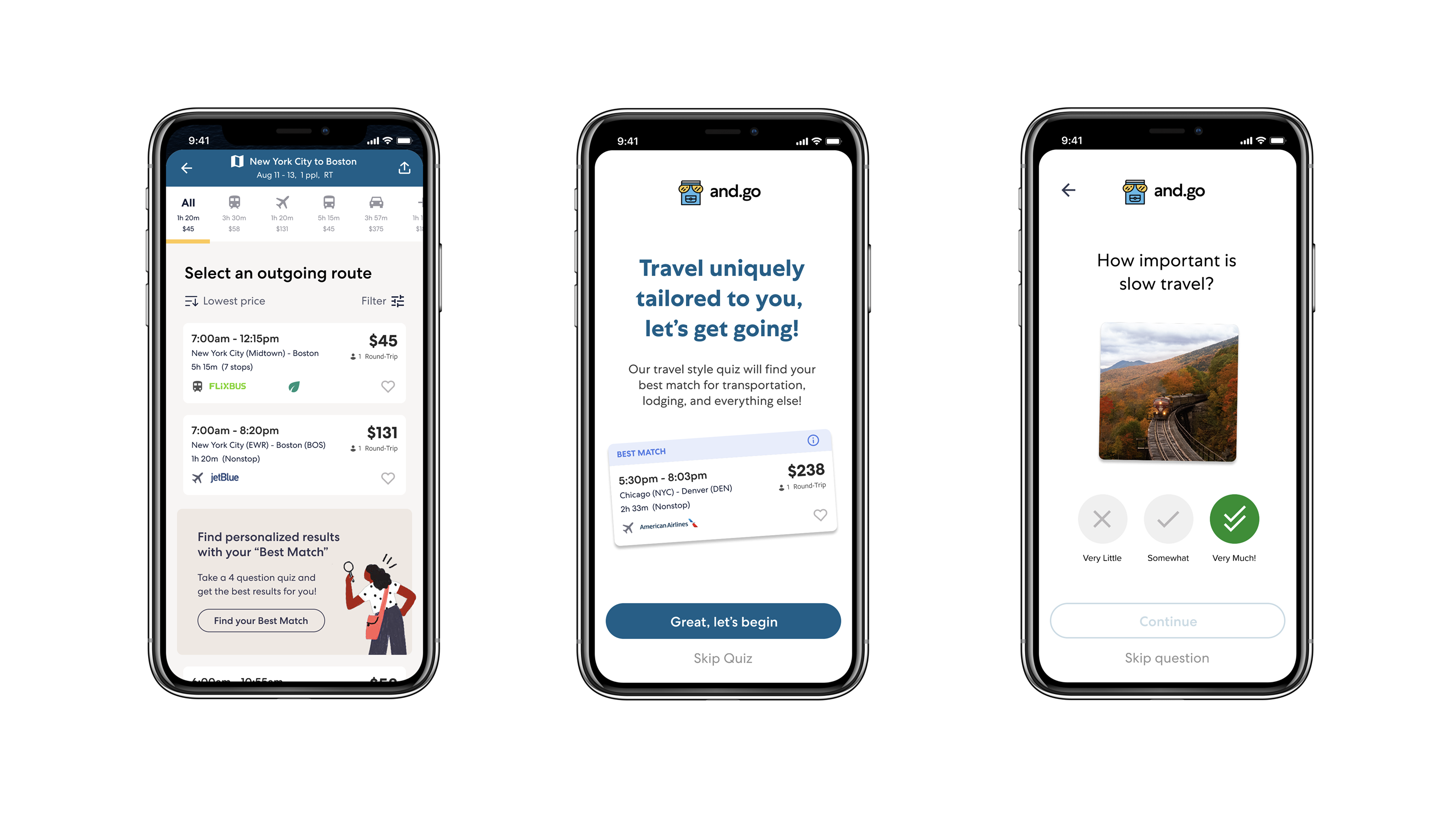 Tripality Quiz ai app flights fun gotham mobile personalized quirky quiz train travel travel app trip ui white