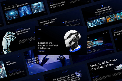 Aimaxx – Futuristic AI & Technology Presentation ai dark design graphic design pitch deck presentation robotic tech technology