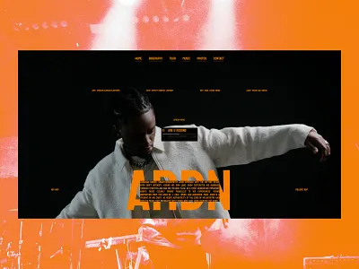 Hero Section - ARDN ardn art direct design editorial design graphic design hero section hip hop music musician ui uiux design user interface web design
