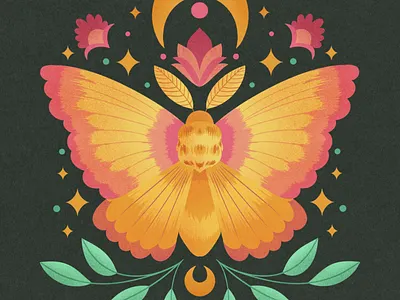 Symmetrical Rosy Maple Moth Illustration cottagecore digitalart hand drawn human made illustration ipad pro moth procreate rosy maple moth symmetrical whimsical whimsy