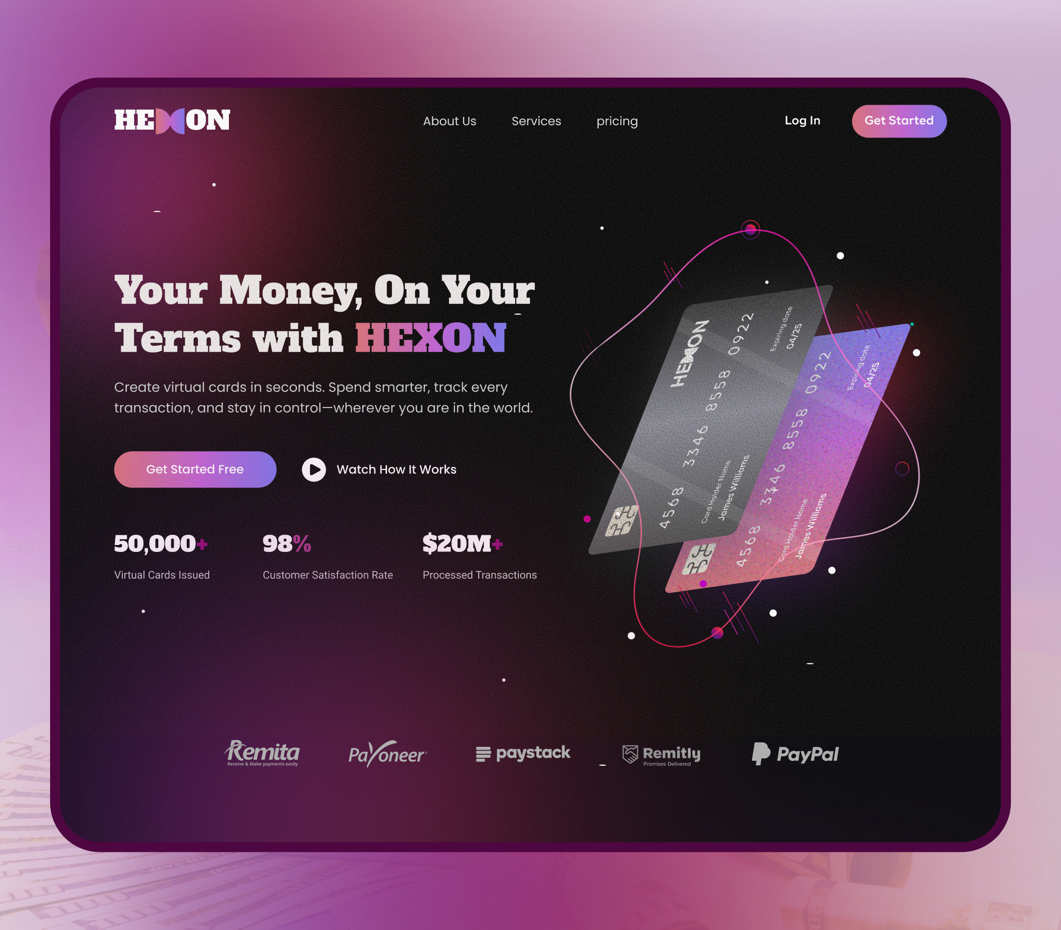 Virtual Card Landingpage Design figma landingpage ui web design