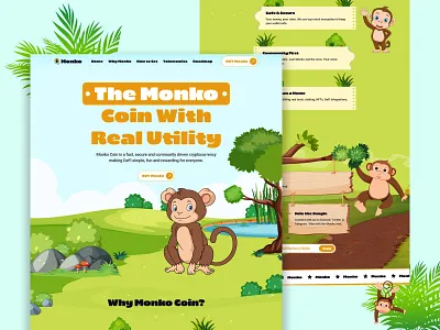 Crypto website design - Monko block chain design crypto design crypto website cryptowebsite figma figmadesign framer hero banner landing page landing page design landingpage meme coin ui design web3 website design