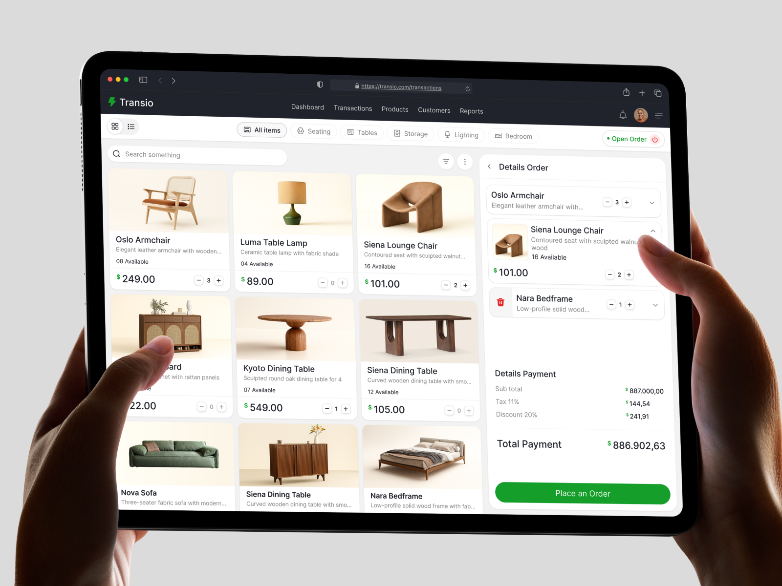 Transio - Retail POS Dashboard cansaas clean dashboard design e commerce ecommerce furniture minimalist modern modern design point of sales pos product design retail saas sales ui ux