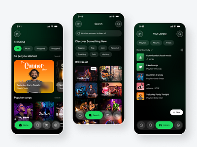 Spotify Music Mobile App app app design dark theme listen mobile app mobile app deisgn mobile design music music app music application music distribution music player player ui playlist podcast song spotify streaming