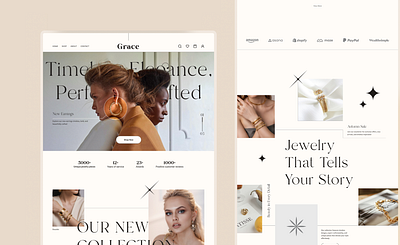 Grace- Online Jewelry Store Website Design graphic design jewelry jewelry design ui ui design uiux web design webdesign website design website landing page