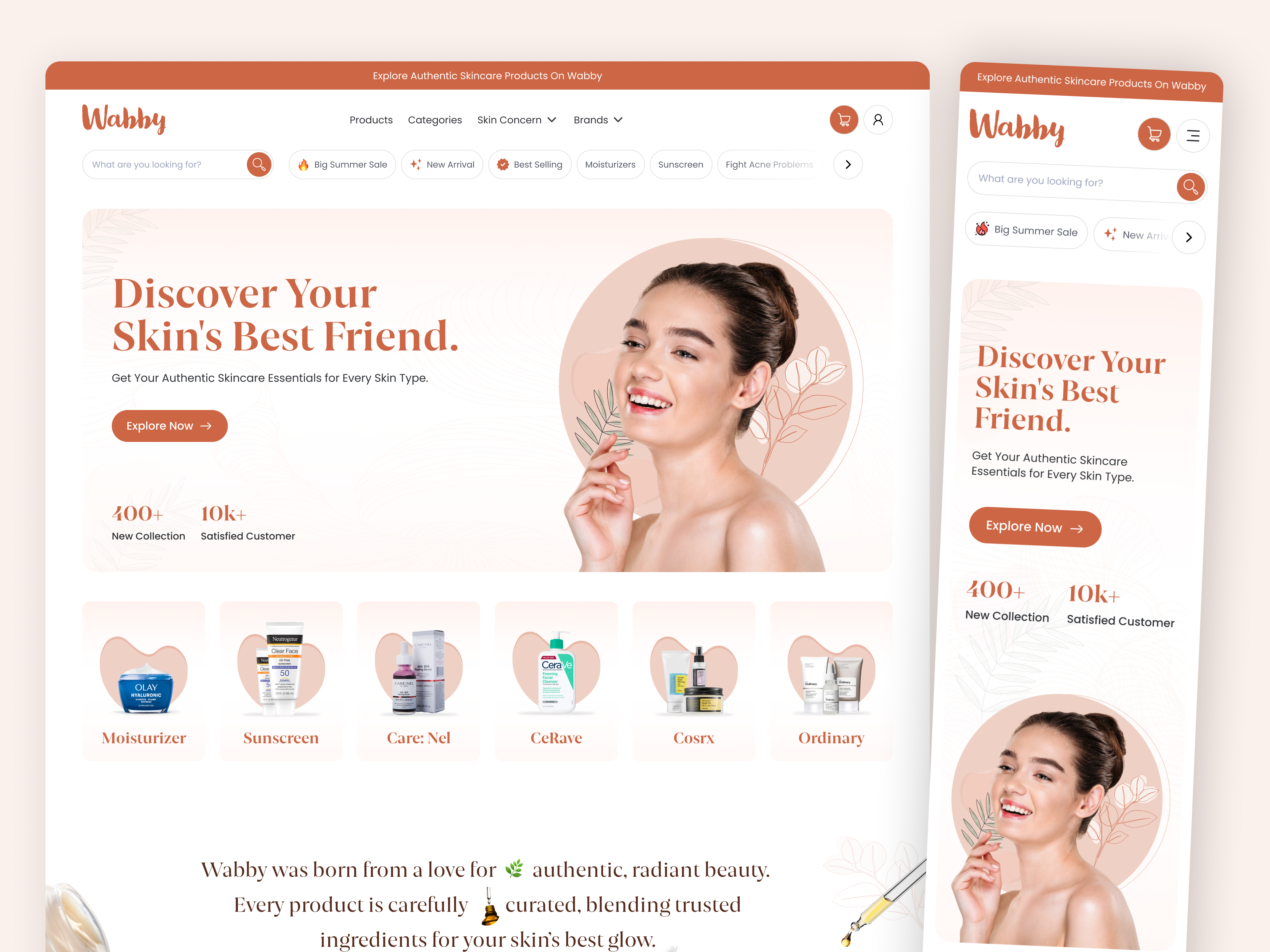 Skincare E-Commerce Landing Page - UI/UX b2b cosmetic design e commerce ecommerce landing page landing page design luxury makeup minimalist responsive shop skin skincare store ui ui design ux web design website design