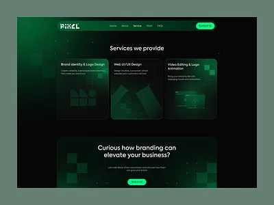 Futuristic Web Agency Service Page – Dark Mode UI agency agency website creative creative agency digital agency digital agency website digital website home page landing page marketing agency studio ui website design
