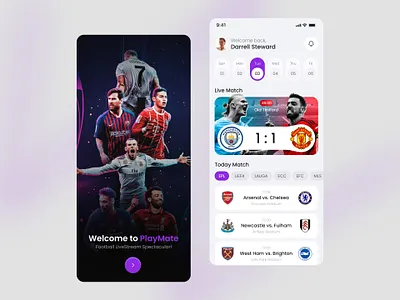 Football Live Score App Ui fifa football football app football app concept football app design football live score football score interface football ui live match live score app match tracker ui mobile app design real time score app soccer app ui soccer live score sports app sports app mockup sports app ui sports ui kit uiux design