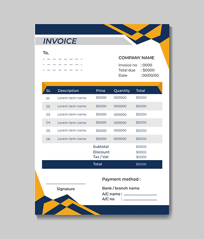 modern invoice design for business branding business invoice corporate graphic design illustration invoice invoice design template modern invoice design office stationary