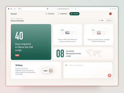 Inexto – AI-Powered Script Decoding & Production Scheduling Plat ai bento branding cards cart cinema dashboard ecommerce film graphic design grid landing page movie production schedule script smarlist ui ux wireframe