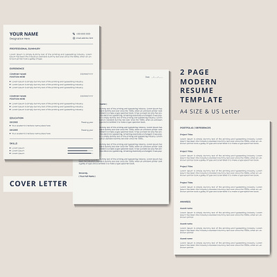 modern resume and cover letter design in a4 size a4 clean cover letter design cover letter cv job application modern resume resume design us style cover letter