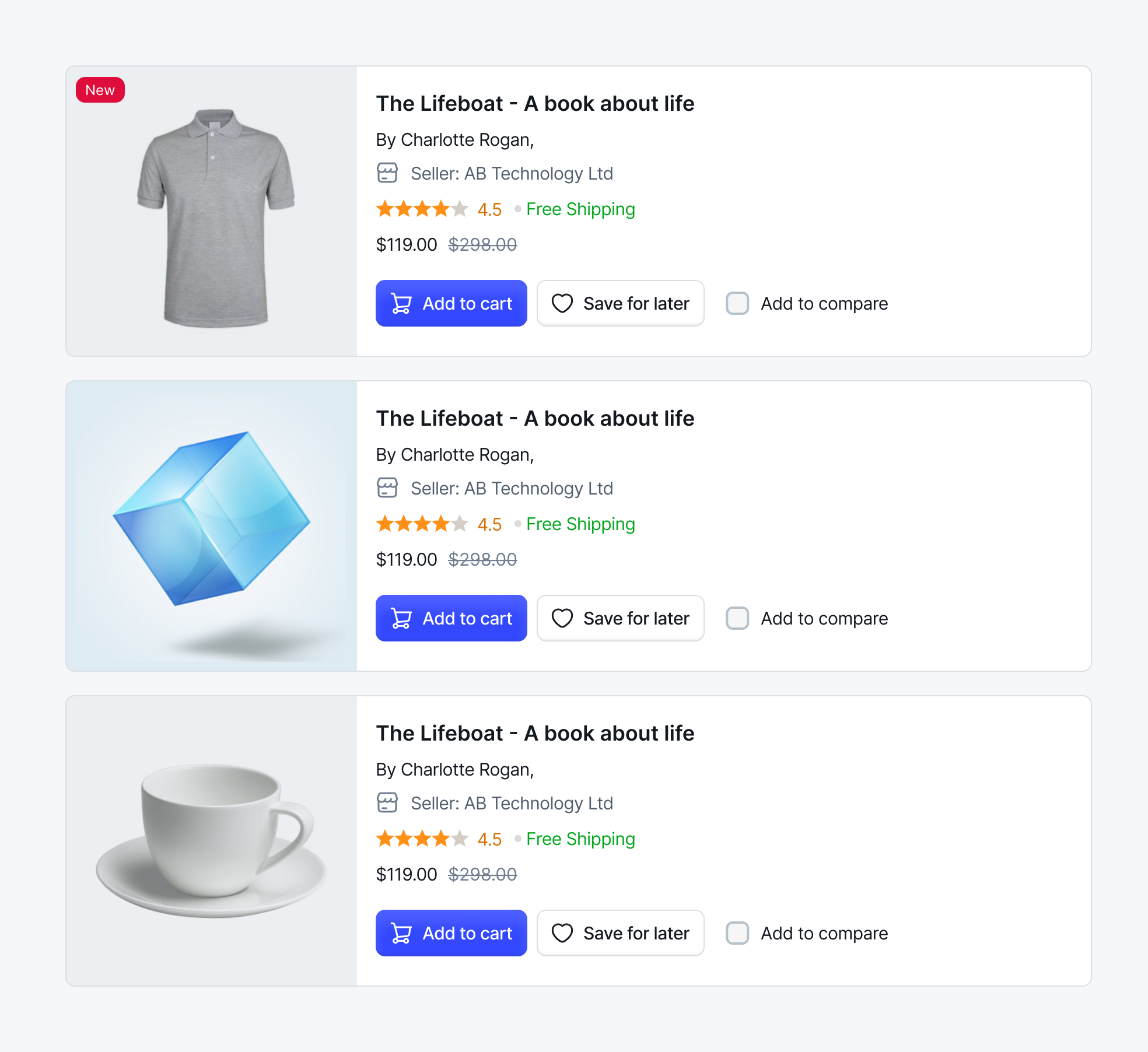 E-commerce product cards cart ecommerce list listing marketplace online shop products shopify ui
