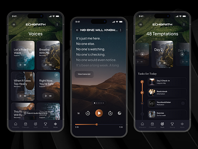 Echopath | Mobile App Design app design goals health ios mental mindful mobile modern selfcare service suarasa tracker treatment ui voice website wellness
