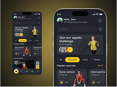 Fitness App app app design fitness fitness app health healthylifestyle home page ios minimal mobile mobile app online training personal trainer ui ui ux workout yoga