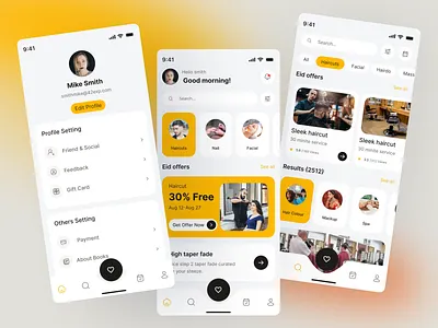 Barber and Salon Booking Mobile App barber app barber app concept barber booking barber shop barbershop app beauty app beauty salon beauty salon design best hair salon best hair salon appointment app hair cut hair salon hair stylist hair stylist app hairdresser app mobile app salon app salon booking salon booking app saloon app design