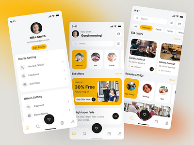 Barber and Salon Booking Mobile App barber app barber app concept barber booking barber shop barbershop app beauty app beauty salon beauty salon design best hair salon best hair salon appointment app hair cut hair salon hair stylist hair stylist app hairdresser app mobile app salon app salon booking salon booking app saloon app design