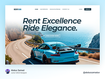 Car Rental Landing Hero section bold text booking car booking car rental car ride hero section landing landing page minimal design poster desing rent rent car ui website
