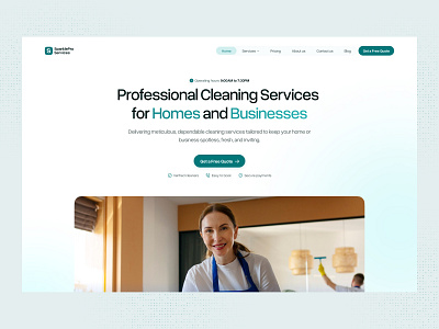 Sparkle pro - Website design for cleaning company! cleaning cleaning company home landing page design minimal modern ui ui design web web design website website design