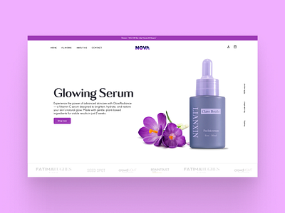 Glowing Serum UI Design beauty branding clean design cosmetic ecommerce figma graphic design hero section landing page modern web design product banner product page product showcase serum skincare ui ui design web banner