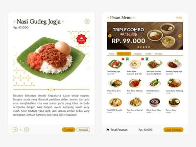 Food Ordering App UI – Traditional Indonesian Menu app badge foodapp foodui indonesiancuisine indonesiantraditional menudesign mobileappdesign mobileinterface productdesign ui uidesign uiinspiration uiux