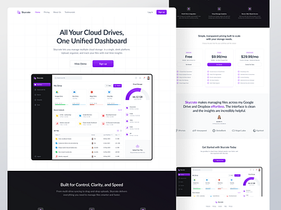 Skycrate – Cloud Storage Landing Page analytics clean cloud cloud storage company profile dashboard design drive landing page ui landingpage modern website saas storage ui uidesign uiux ux uxdesign web design website