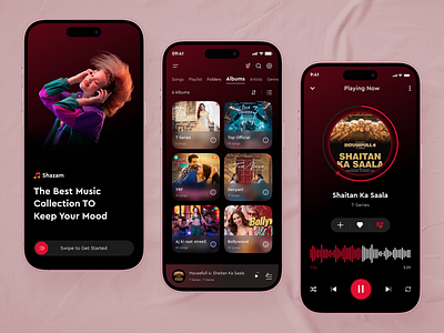 Shazam Music Mobile App amazing ui animation identify song interaction design mobile mobile app music music app music app design music player music player app playlist playlist app premium mobile app shazam spotify spotify app ui ui animation ui interaction