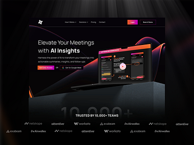 AI Meeting Insights - Web Design ai ai business ai platform artificial intelligence briefly design devdock header landing page meetings modern smart ai insights ui ui design ux web web page webdesign website