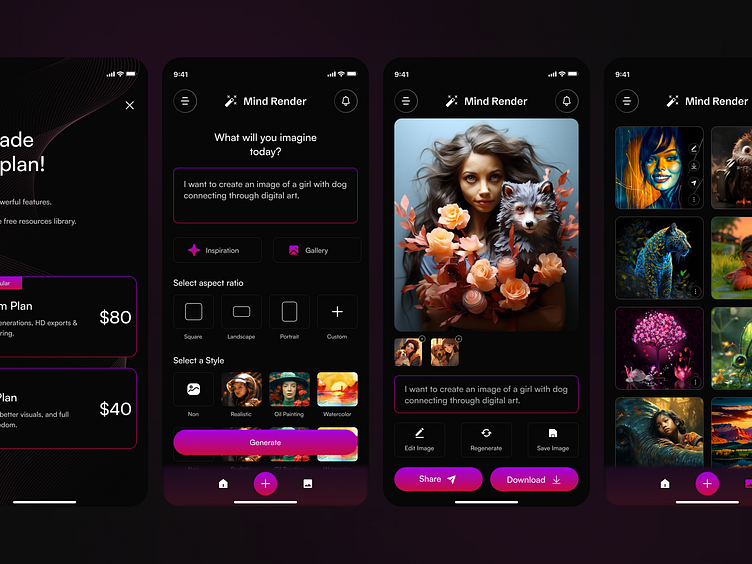 AI Text to Image Generator Mobile App UI/UX Design📱 by Glasier Inc.⭐ on ...