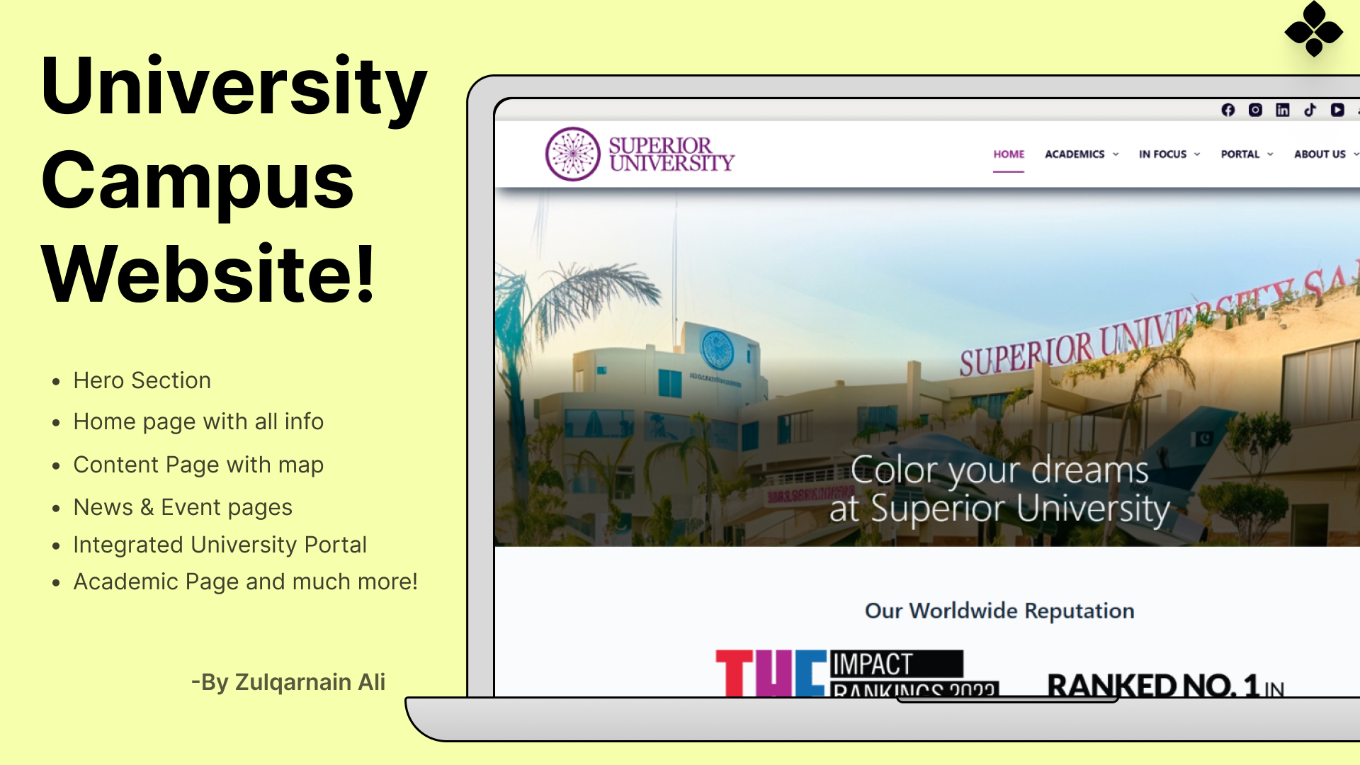 Website Design of a University branding design elementor figma graphic design landing page school ui uiux university website ux web design website wordpress wordpress website