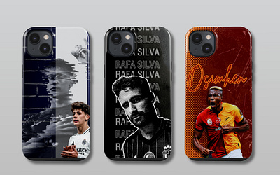 Custom Phone Cases Design. arda guler color grading custom phone case design football players graphic design illustration lamine yamai oshimhen ovarlays phone case designs players print on demand rafa silva textures