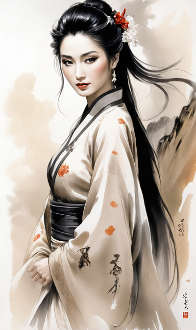 Secrets Woven in Fragrant Silk beauty chinese digital art geisha graphic design illustration