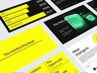 ChainGenix - Blockchain Pitch Deck animation blockchain brand brand identity branding branding ideas chain design graphic design green logo motion graphics pitch deck pitchdeck pitchdeck motion presentation tech vektora web3 yellow