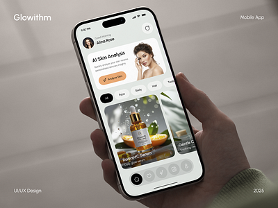 AI Skin Care App UI aibeautyapp aimobileapp app app design beautyappdesign healthtech ios mobile mobile app mobile ui skincareapp skincareroutine ui design uiux wellnessapp