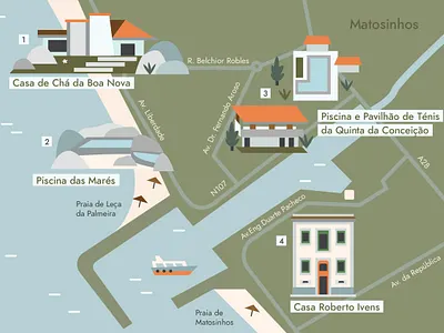 Alvaro Siza Itinerary alvaro siza architecture editorial illustration illustration map porto portugal