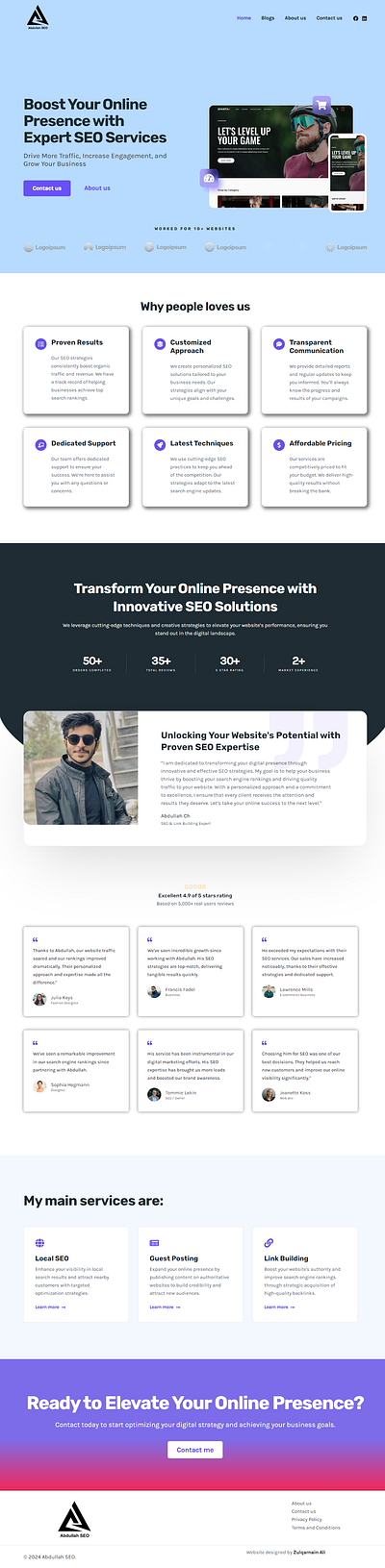 Portfolio Website animation elementor figma homepage landing page portfolio portfolio website seo ui ux web design website wordpress wordpress website zulqarnain ali
