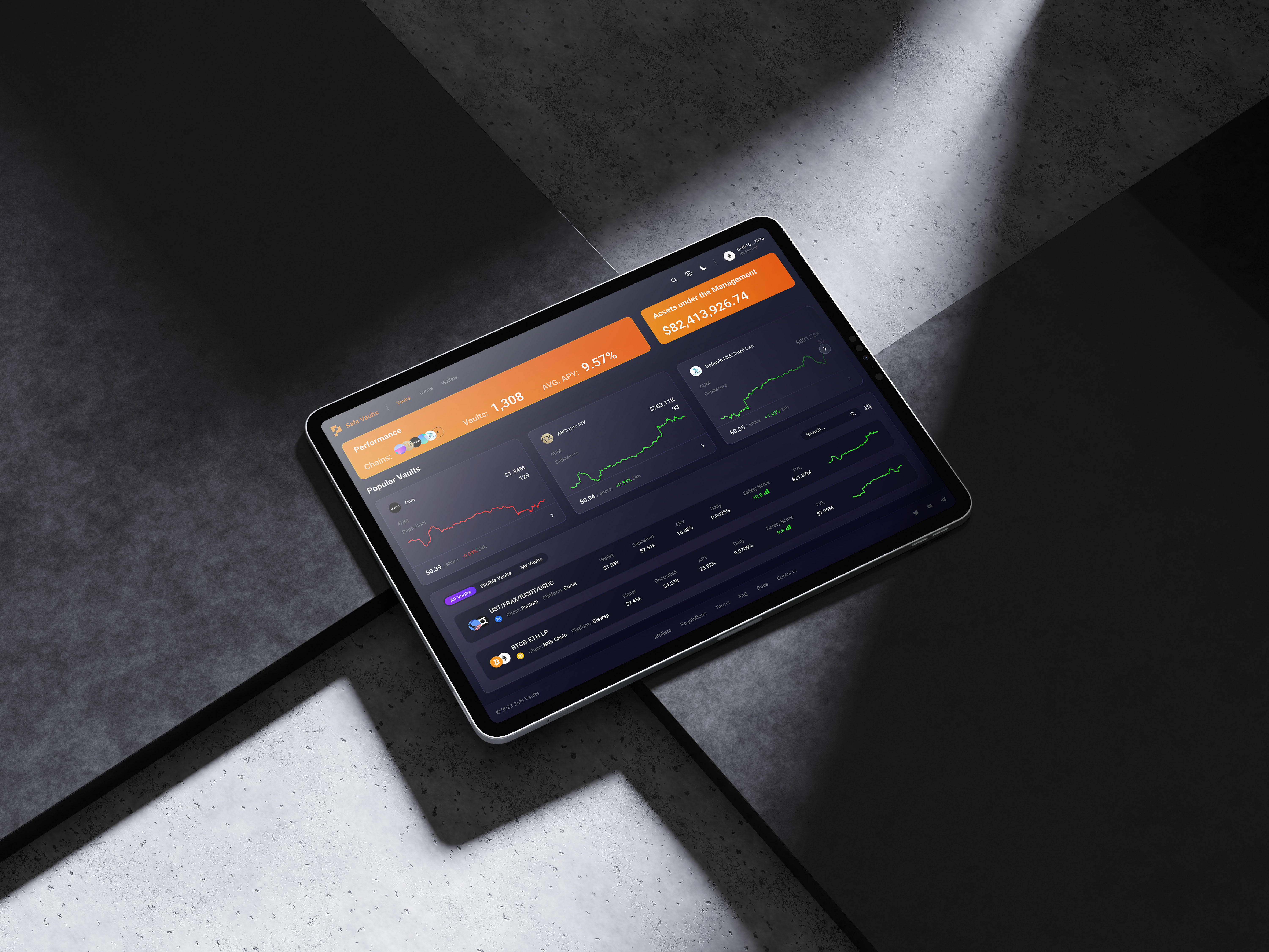 Safe Vaults Crypto Dashboard Design Template admin ui crypto crypto vault dark dashboard dashboard template dashboard ui hyip investing investment saas template trading ui user panel ux wallet web design web ui web3