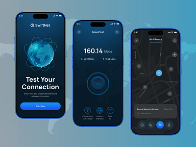 Internet Speed Test Mobile App connection connection speed cyber cyber security dashboard internet location server mobile app network connection network security networkspeed privacy productdesign server speedtest speedtestapp static ip techapps uxuidesign virtual private network